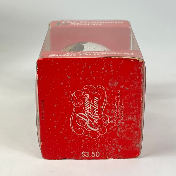 The Ornament Shoppe Satin Ornament Happy Holidays Bear Raccoon Quote Boxed 1980s - Picture 6 of 7